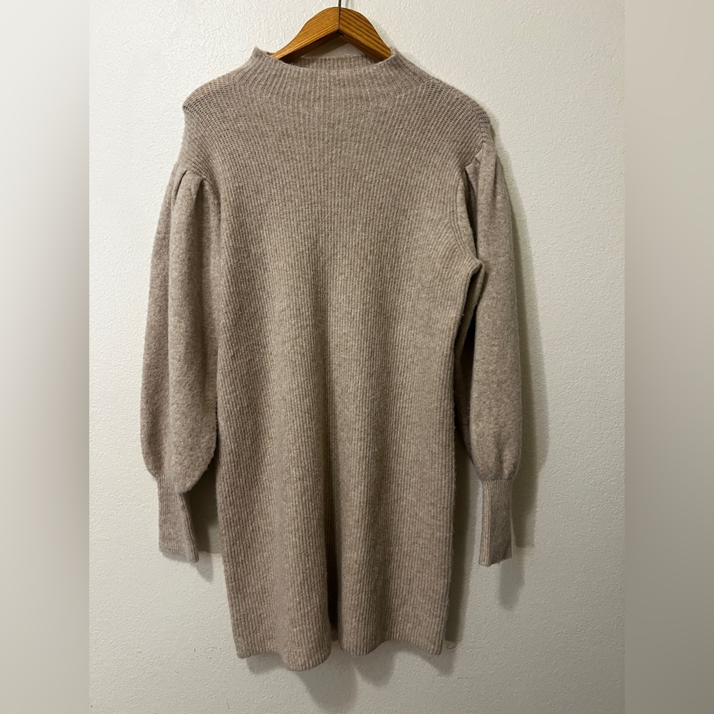 Blu Pepper Cozy Tan Cowl Neck Sweater Dress